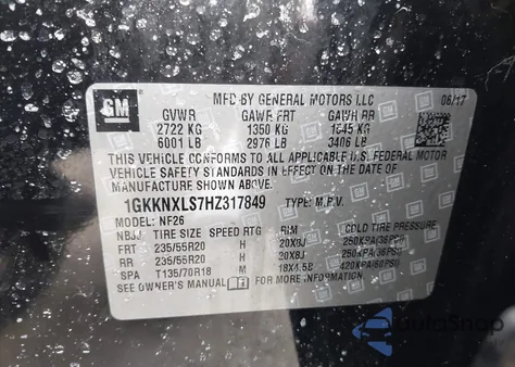 2017 GMC Acadia Denali z USA, uszkodzony, nr VIN 1GKKNXLS7HZ317849